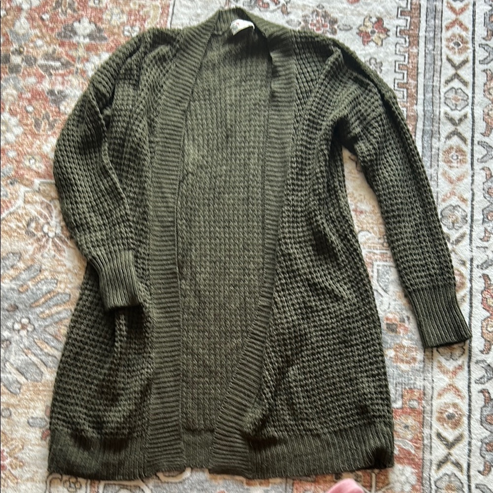 Olive Green Women's Sweater Cardigan